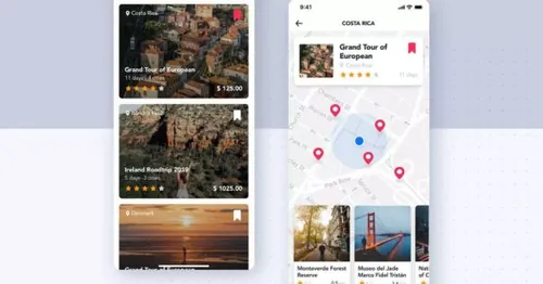 旅游App地图导航界面UI概念模板 Travel App | Tour
