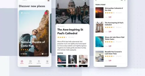 旅游预订服务App概念产品界面UI模板 Travel Booking