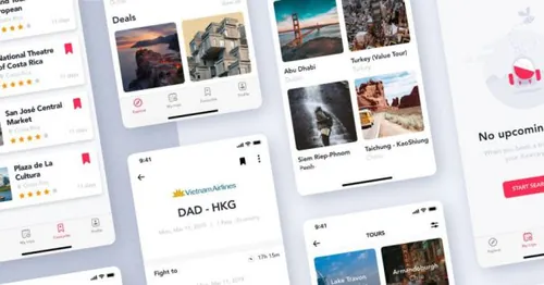 旅游订票服务app应用中心界面UI设计模板 Travel  ticke