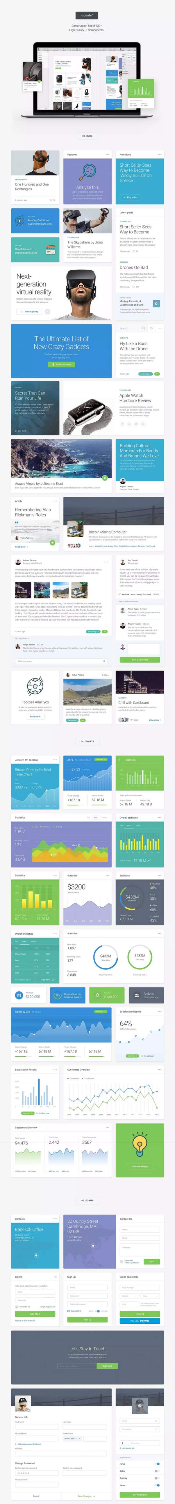 现代流行的网页设计UI模版完整套装下载[Sketch,PSD]