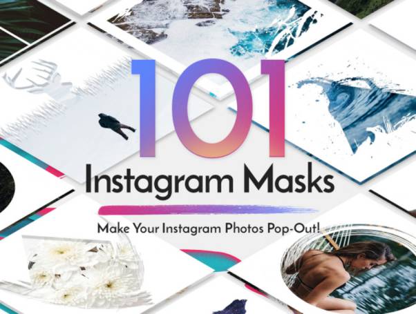 时尚多彩渐变双重曝光几何图形打折促销广告图海报PSD模板InstaMask Ul