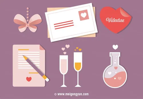 情人节矢量贺卡元素Valentine\'s Day Vector Greeting Card Elements