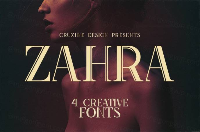 现代艺术双线英文字体Zahra Typeface