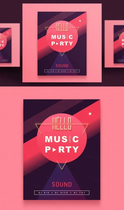 时尚创意彩色渐变流行音乐杂志宣传册封面海报PSD设计素材模板Music Poster 10