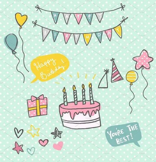 手绘生日派对插图素材Illustrated Birthday Objects :)