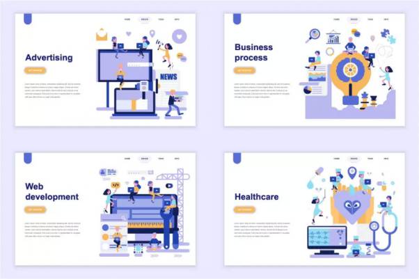 高品质的时尚扁平化banner着陆页欢迎页设计模板