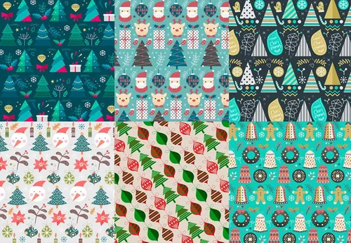 14组冬日圣诞节无缝拼接背景AI矢量图案合集包