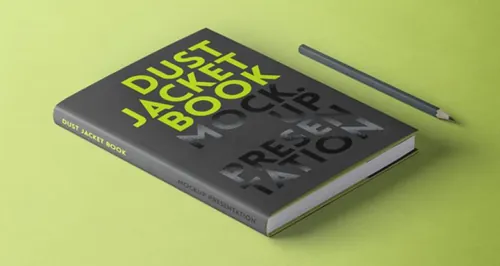 等角透视效果防尘套书模型PSD贴图模板Psd Dust Jacket Book Mockup