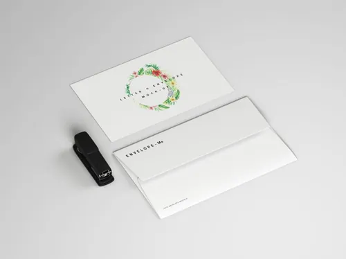 企业品牌VI标识信封＆信件设计图样机模板 Envelope and Letter Mockup