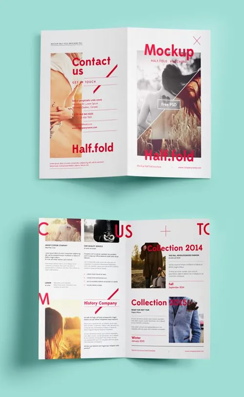 时尚折页样机 Psd Bi Fold Mockup Template Vol6