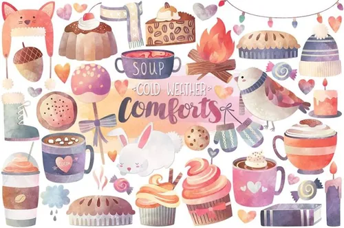 手绘手绘秋季主题设计素材Watercolor Autumn-amp; Winter Clipart