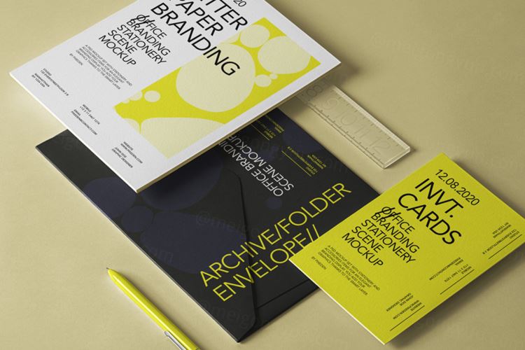 经典品牌文具场景VI设计提案样机模板 Office Bran
