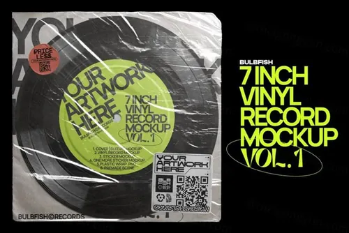 复古街头说唱嘻哈黑胶唱片音乐封面设计提案样机模板 Vinyl