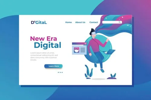 新纪元网站着陆页设计矢量插画 New Era Landing Page