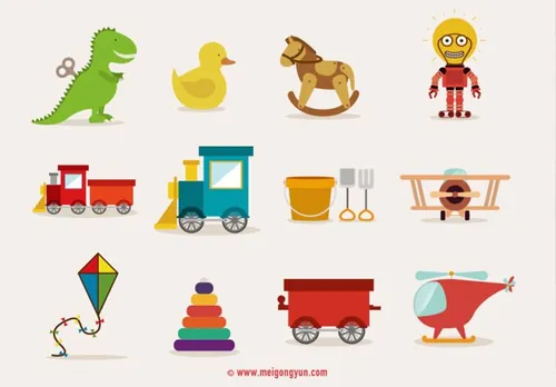 卡通儿童玩具矢量元素Cartoon Children\'s T