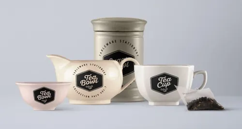 茶具模型PSD贴图模板Tableware Psd Mockup