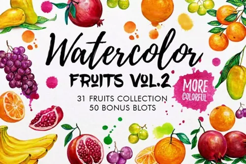 水果元素水彩插图