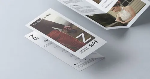 三折页模型PSD贴图模板Z Fold Psd Mockup 8-5x11 Inch