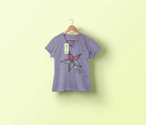 T恤短袖贴图PSD模板Woman Psd Marl T-shirt Mockup