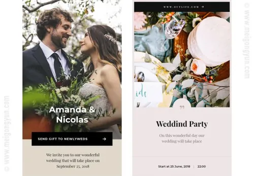 婚礼结婚庆典情侣夫妻婚纱照手机端海报广告图PSD模板Outlife W