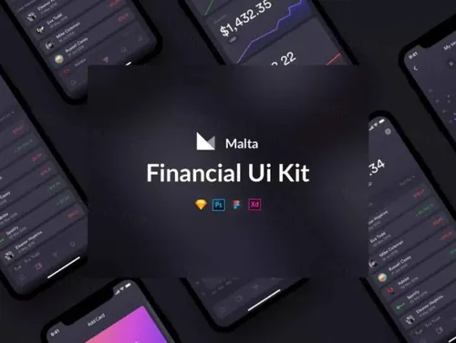 深色酷炫金融数据相关的APP UI KITS模板