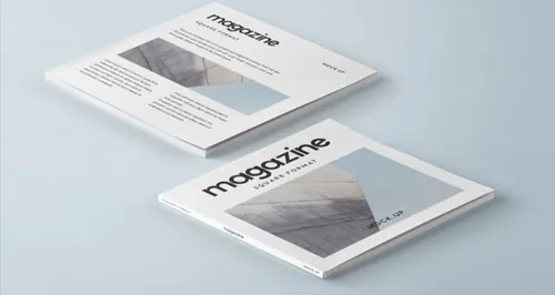 等角视图方形书籍杂志贴图PSD模板Square Psd Magazine Mockup