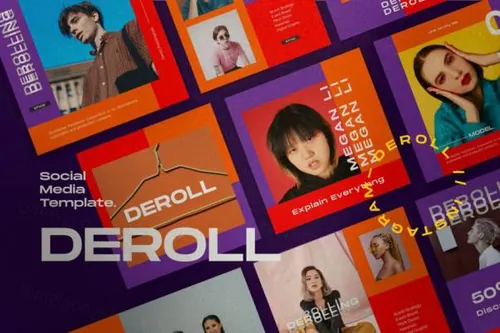 热情洋溢的女性自媒体Ins宣传排版海报PSD模板 DEROLL - S