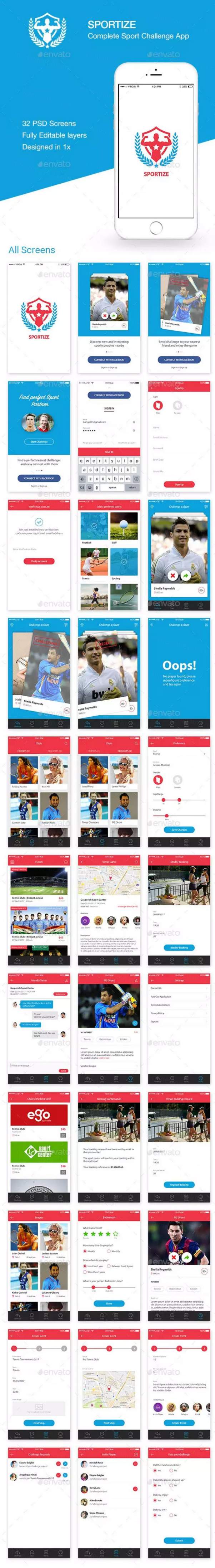 完整的运动应用程序UI工具包模板下载