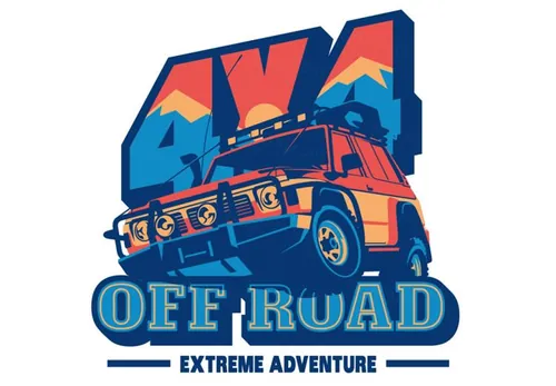 越野车标志 SUV探险汽车矢量插图设计素材Off-road car logo