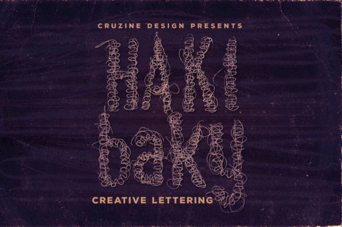 创意艺术线条缠绕英文字体素材Hakibaky Creative Lettering  Font