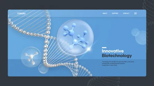蓝色高科技基因工成生物科学商业投资横幅海报PSD模板素材