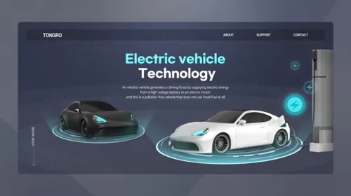 高科技电动汽车运输电动车商业投资网页横幅海报PSD模板素材