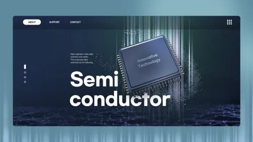 高科技半导体芯片商业投资网页横幅海报PSD模板素材