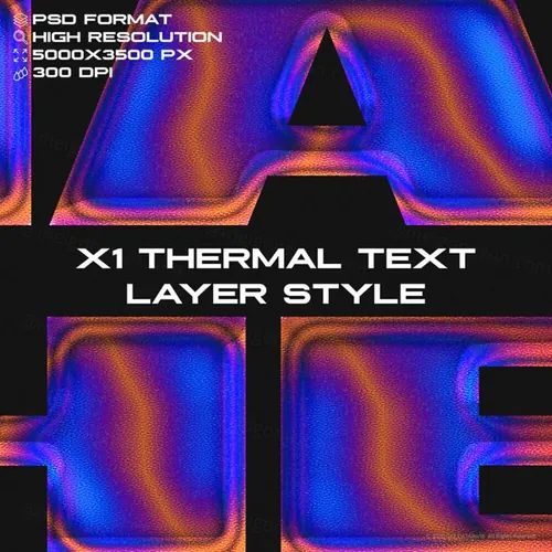 潮流热敏感应渐变立体字特效文本样式PSD模板 X1 Ther