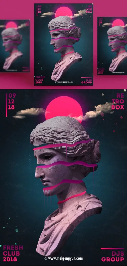 人物抽象艺术海报PSD素材模板Figure Abstract Art Poster