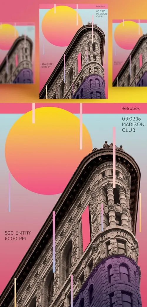 城市建筑抽象艺术海报PSD素材模板Figure Abstract Art Poster