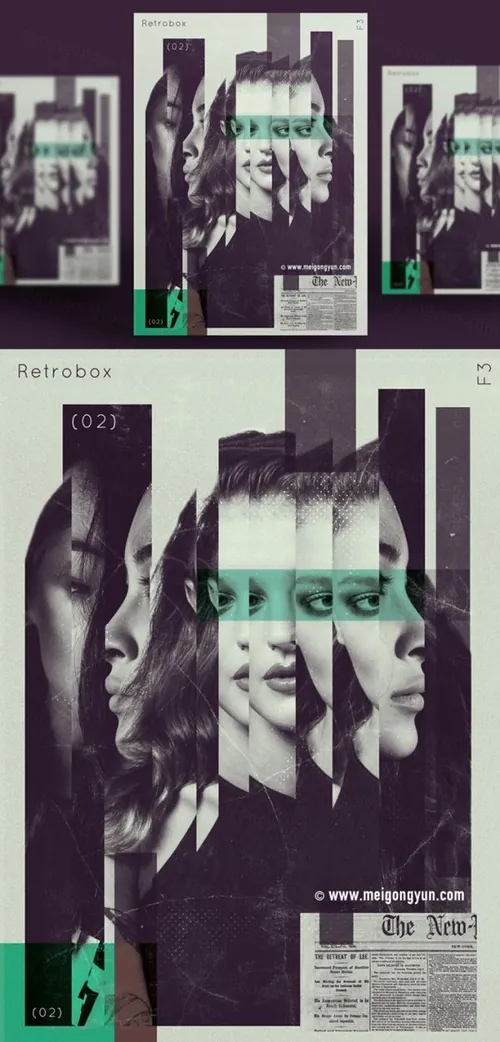 人物重叠抽象艺术海报PSD素材模板Figure Abstract Art Poster