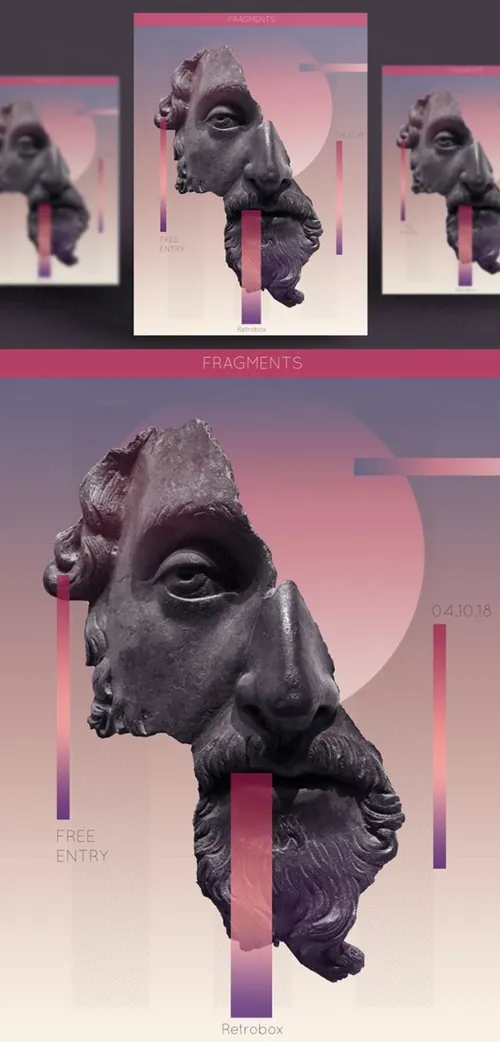 人物雕像抽象艺术海报PSD素材模板Figure Abstract Art Poster