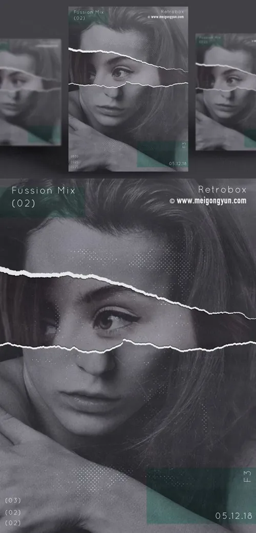 人物拼接抽象艺术海报PSD素材模板Figure Abstract Art Poster