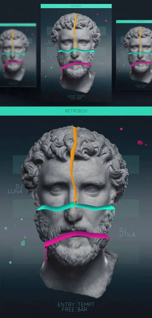 人物雕像抽象艺术海报PSD素材模板Figure Abstract Art Poster