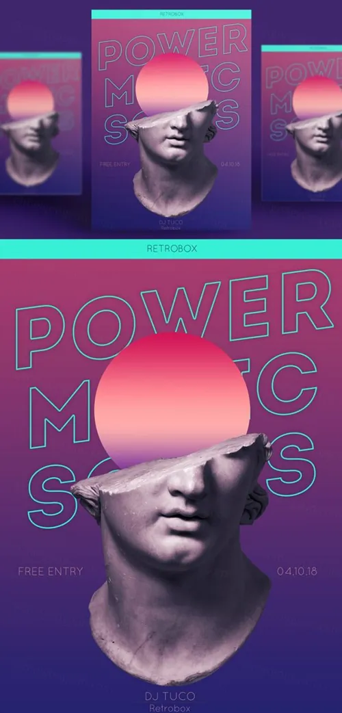 人物雕像抽象艺术海报PSD素材模板Figure Abstract Art Poster