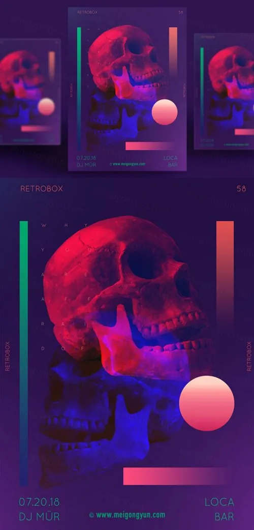 人物骷髅抽象艺术海报PSD素材模板Figure Abstract Art Poster