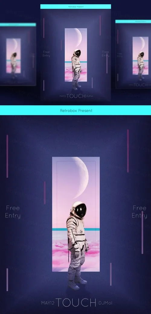 太空宇航员艺术海报PSD素材模板Figure Abstract Art Poster