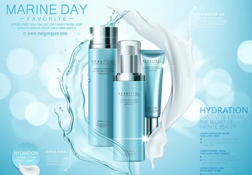 高端护肤品套装AI矢量海报模板Cosmetic posters template