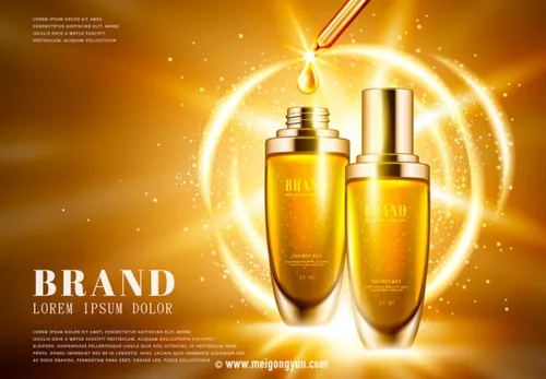 高端黄金精华AI矢量海报模板Cosmetic posters template