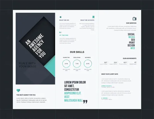 企业三折页版式设计宣传小册设计模板 Tri-Fold Brochure Template