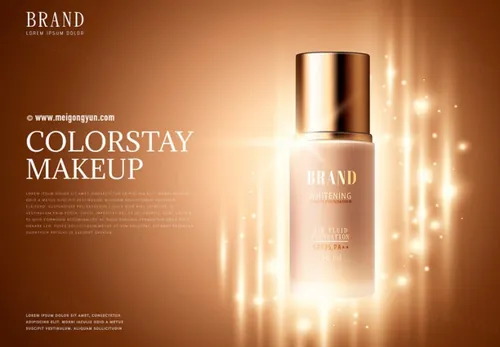 高端BB霜粉底液AI矢量海报模板Cosmetic posters template