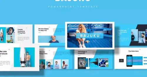 蓝色作汇报工作总结ppt模板 Bajuku – Powerpoint Template