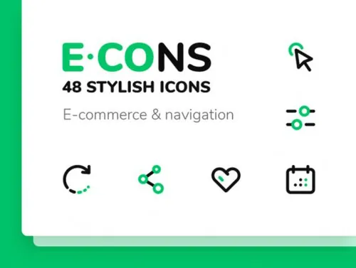 48个时尚简约导航电子商务矢量线图标集E-CONS Icons set