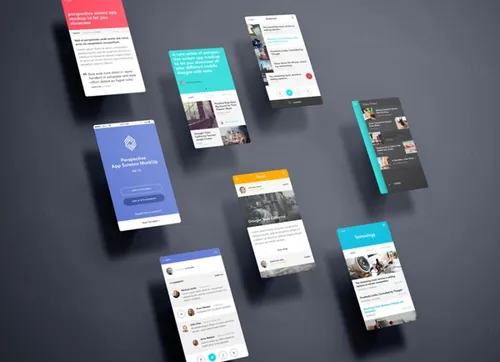应用程序屏幕模型的精妙透视图样机 Perspective App Screens Mock-Up 13